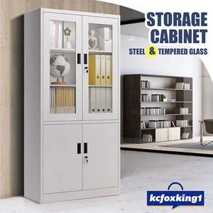 Steel Filing Cabinet Locker Office File Storage Shelves Lockable Garage Cupboard - Picture 1 of 9