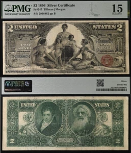 1896 $2 Silver Certificate PMG 15 - Educational Note - Red Seal - Fr 247 - Picture 1 of 3