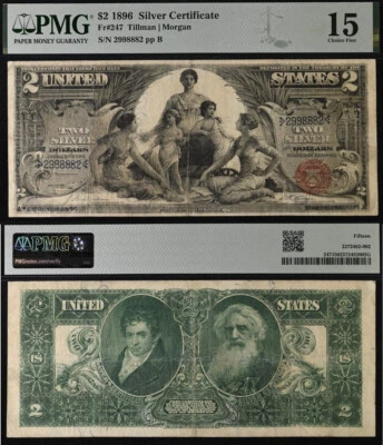 1896 $2 Silver Certificate PMG 15 - Educational Note - Red Seal - Fr 247 - Image 1 of 3