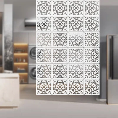 24 PCS Hanging Room Divider Screens Flower Carving Pattern Panels Home Office - Image 1 of 4