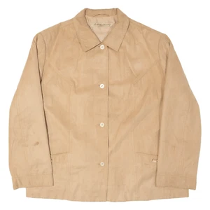 Vintage LE TEMPS D'HARVREY Mens Blazer Jacket Beige Faux Suede 90s L - Picture 1 of 6