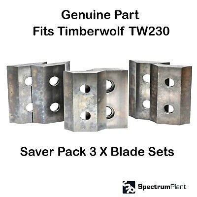 3 X SETS Genuine Timberwolf TW230 BLADE SAVER PACK Replacement Cutters Chipper • 666£