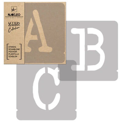 NAKLEO Schablonen Buchstaben und Zahlen / 250 mm / Schreibmaschine Großbuchstaben / Alphabet Zahlen