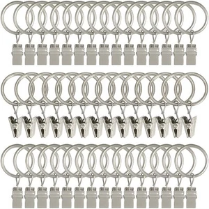 44 Pack Metal Curtain Rings with Clips, Drapery Clips with Rings, Drapes Rings - Picture 1 of 7