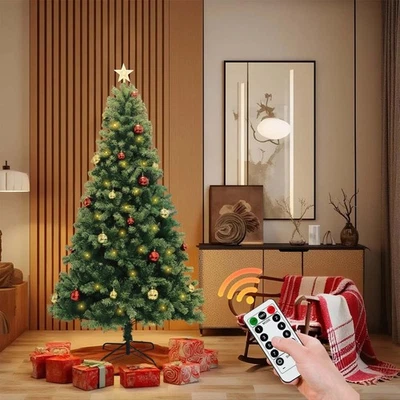 Árbol de Navidad artificial preiluminado 6 pies/7 pies con control remoto y decoraciones Foto 1 de 4
