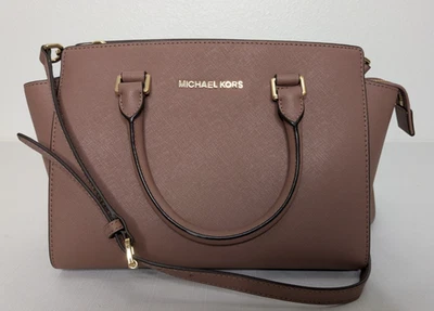 Bolsa satchel feminina Michael Kors Dusty Rose média couro selma - Imagem 1 de 4