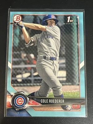 2018 Bowman 1st Draft Cole Roederer #BD-125 Sky Blue /499 Paper - Chicago Cubs ! - Image 1 of 2