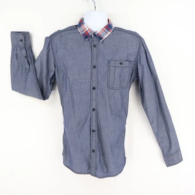 Camisa con botones Forever 21 para hombre talla M azul algodón cuello abotonado calce clásico Foto 1 de 4