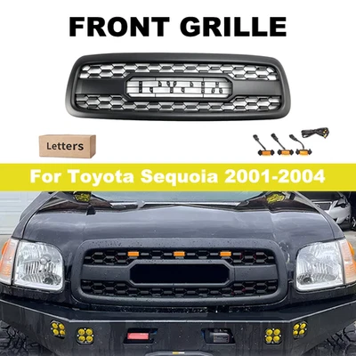 Parrilla delantera con luces LED y letras estilo TRD para Toyota Sequoia TRD 2001-2004 Foto 1 de 4