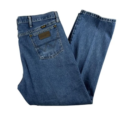 Мужские джинсы Wrangler George Strait 40x30 из синей джинсовой ткани прямой покрой - Изображение 1 из 4