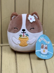 NUEVO Squishmallows 5” pulgadas Regina the Corgi perro con bebida de piña Squishmallow - Imagen 1 de 10