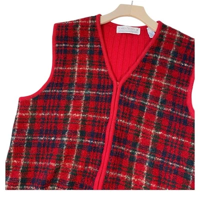 DE COLECCIÓN KAREN SCOTT 3X Navidad Suéter Chaleco Cárdigan Cremallera Años 90 Abuela Foto 1 de 4