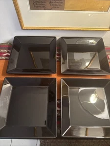 Waechtersbach Plates Black 9.75” Square Angled Set Of 4 Plates Made In Spain - Picture 1 of 7