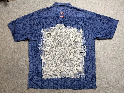 Ecko Unltd Shirt Mens XL Blue Button Front Short Sleeve Allover Graphic Complex - Image 1 of 4
