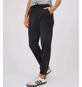 ALBION Damen Large schwarz Jetsetter Jogginghose Reißverschluss Knöchel Nylon Reise - Bild 1 von 12