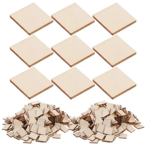  500 piezas de madera para proyectos de grabado rebanadas cuadradas en blanco sin terminar - Imagen 1 de 12