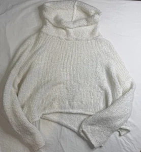 Free People weißer schicker Oversize Crop Easy Knit Rollkragen Pullover Gr. L A030725 - Bild 1 von 5