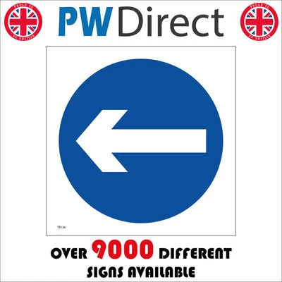 TR136 ONE WAY ARROW LEFT SIGN DIRECTION CAR PARK ROAD WORKS SUPERMARKET ESTATE - Image 1 of 2