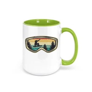 SNOWBOARDING COFFEE MUG, Snowboard Goggles, SKIING MUG, WINTER SPORTS Cup SNOW - Picture 1 of 12