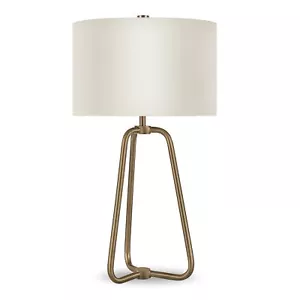 Marduk 25.5" Tall Table Lamp with Fabric Shade in Brass/White - Picture 1 of 4