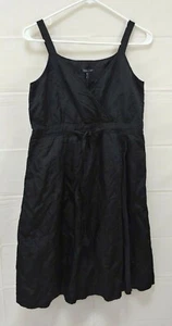 Eileen Fisher Dress Sz 4 Black Tank Sleeveless Faux Wrap Tie Waist Small Knee - Picture 1 of 8