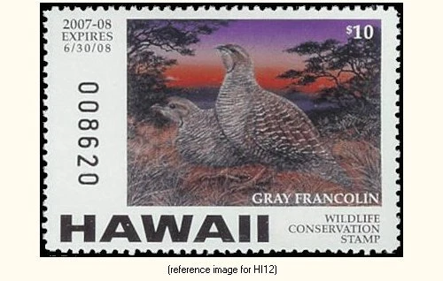 D2K Hawaii Duck Stamp 2007 $10.00 (gray francolin) - Imagem 1 de 1
