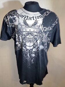 Affliction Megadeth Skull Chains T- Shirt 3XL Black Limited Edition Red Label