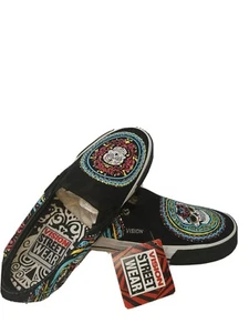 Vision Street Wear Slip On Day of the Dead Black Sugar Skull Shoes Womens' 5.5 - Picture 1 of 7