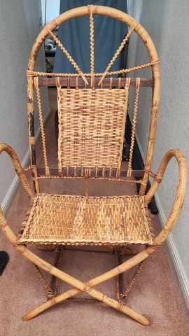 Vintage Rattan High back King Arm Chair. LOCAL PICK UP AVAILABLE. SHIPPING ALSO Cover