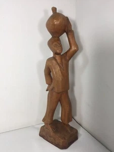 Vintage Hand Carved Wood African Statue 14.5” - Picture 1 of 11