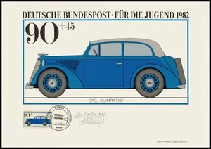 EDICIÓN ARTE 1982 BRD 1126 COCHES OPEL OLYMPIA 1937 - ¡EDICIÓN SOLO 1.000! - Imagen 1 de 3