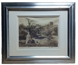 Leon Kroll “SLEEP” Gelatone~Hand Signed "To My Dear Sister Lenore"~ Dated 1922 - Picture 1 of 19