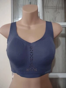 Victoria Secret Sport Bra Angel Max Stretch 32DDD Blue Gray Die Cut  - Picture 1 of 8