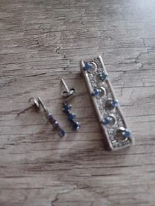 Schmuckset Kanchanaburi blauer Saphir, Selten, 925silber Anhänger, Ohrstecker - Bild 1 von 3