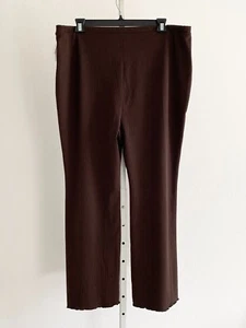 Abound Women's Brown Ribbed Wide Leg Pants Size 2X Elastic Waist Pull-On Stretch - Picture 1 of 6