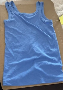 Camiseta sin mangas acanalada suave talla XS 4/5 para niñas - Camisa azul todo en movimiento - Imagen 1 de 9