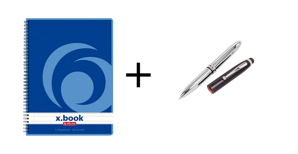 Collegeblock / DIN A5 / Spiralblock / liniert / mit LED Touchpen Kugelschreiber - Bild 1 von 1