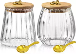22 & 25 FL OZ | Glass Storage Jars with Bamboo Lids Sugar Coffee Containers - Picture 1 of 12