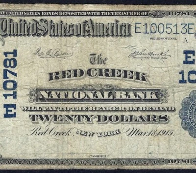 NY  1902 $20  ♚♚ RED CREEK, NEW YORK ♚♚  PCGS FINE 12  RARE NOTE!!! - Image 1 of 3