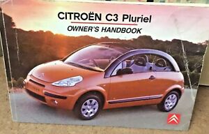 2002 - 2008 Citroen C3 Pluriel Owners Manual Handbook Service Book,  2003