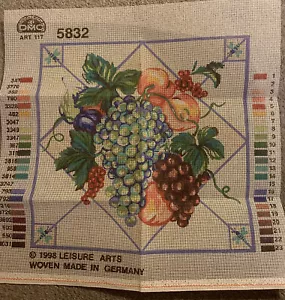 Vintage 1998 DMC 5832 Leisure Arts - Fruit Tile - Needlepoint Canvas - Picture 1 of 2