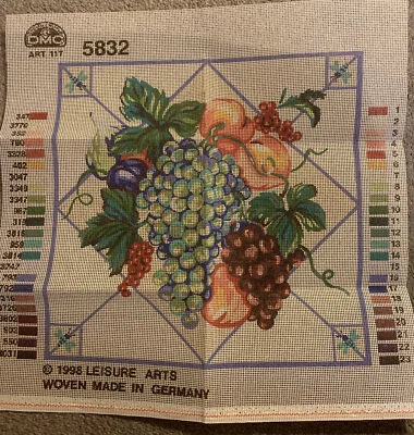 Vintage 1998 DMC 5832 Leisure Arts - Fruit Tile - Needlepoint Canvas - Image 1 of 2
