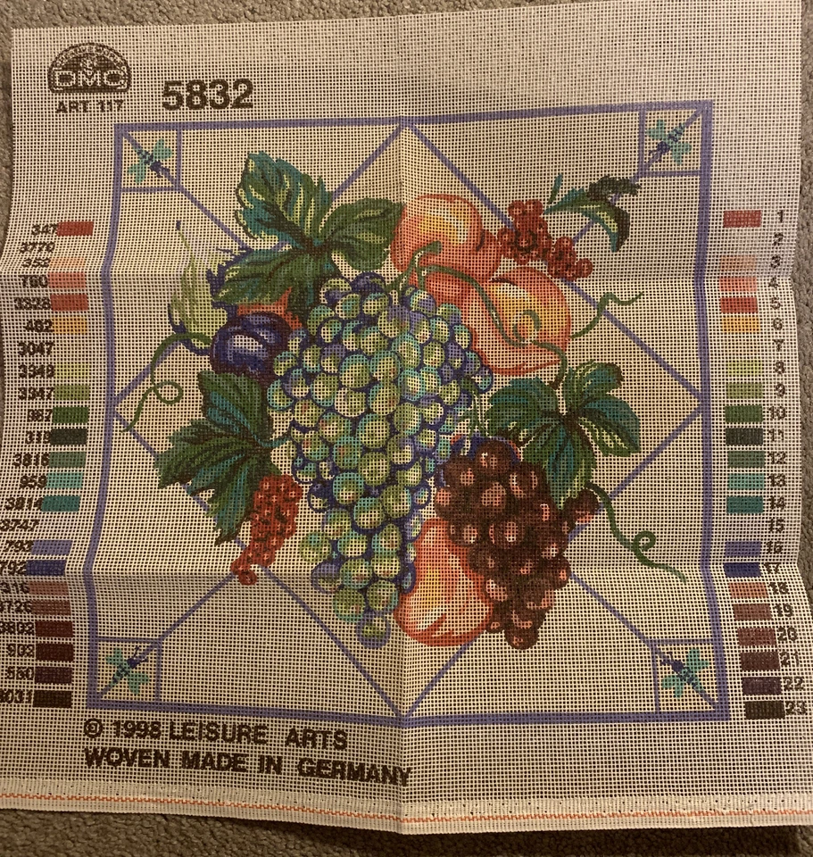 Vintage 1998 DMC 5832 Leisure Arts - Fruit Tile - Needlepoint Canvas - Image 1 of 2