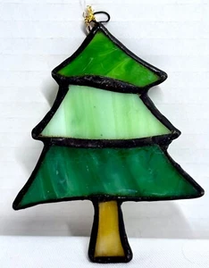 Vitral con plomo árbol de hoja perenne ventana adorno atrapasol - Imagen 1 de 5