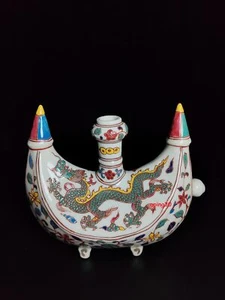 7.4" old antiquated ming dynasty xuande mark porcelain dragon pattern pen holder - Picture 1 of 9