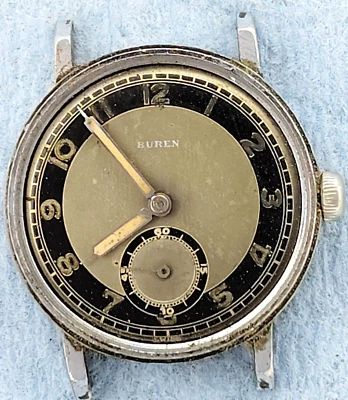 C1033 mens Works Buren Art Deco Military Field Manual Sub Dial Fancy Watch lot - Image 1 of 4