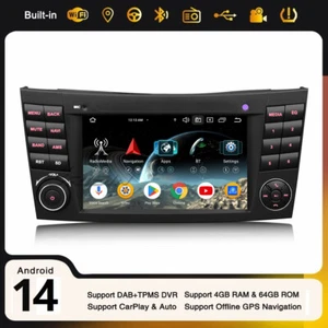 Android 14 DAB+ Autoradio Navi CarPlay 4Go+64Go Mercedes Classe CLS/E W219 W211 - Imagen 1 de 24