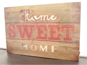 Nr.4023 Home sweet Home beleuchtetes Wanddekor Bild Holz - Picture 1 of 2