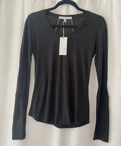 NUEVO CON ETIQUETAS $98 BURN TORCH PCH CAMISETA TALLA XXS Negro Bordado Espalda Anthropologie - Imagen 1 de 6