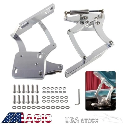 Billet Hood Hinge Kit Pair Left and Right Side For Ford Mustang 1967-1969 Silver Foto 1 de 4